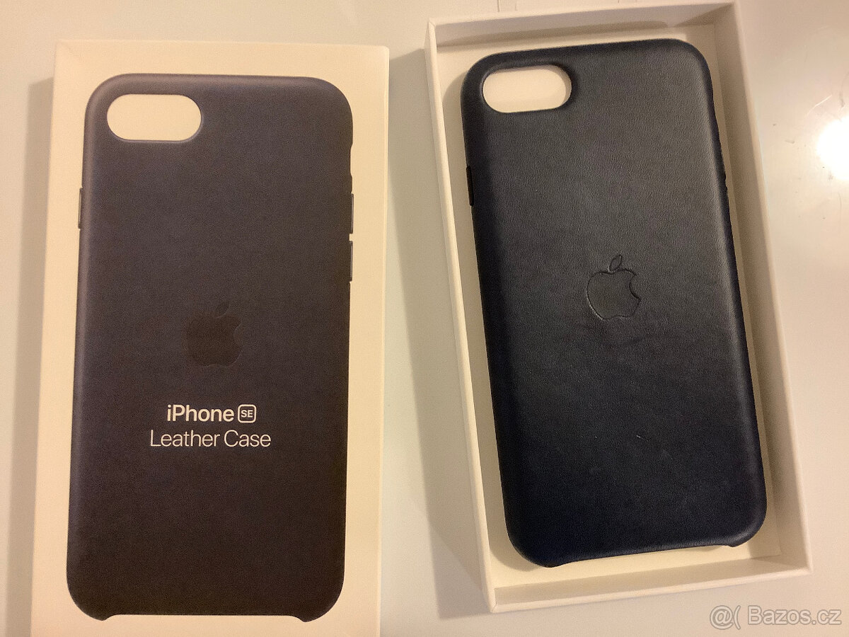 Nový kožený tmavomodrý Apple Leather Case pro iPhone SE/8/7