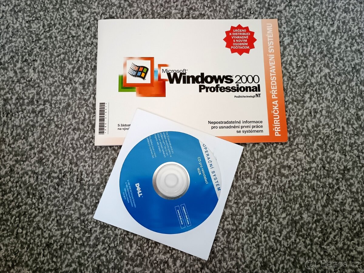 Windows 2000 originální reinstall CD a příručka