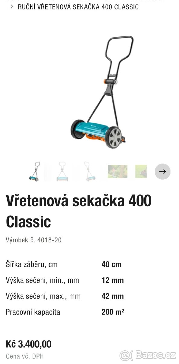 RUČNÍ VŘETENOVÁ SEKAČKA GARDENA