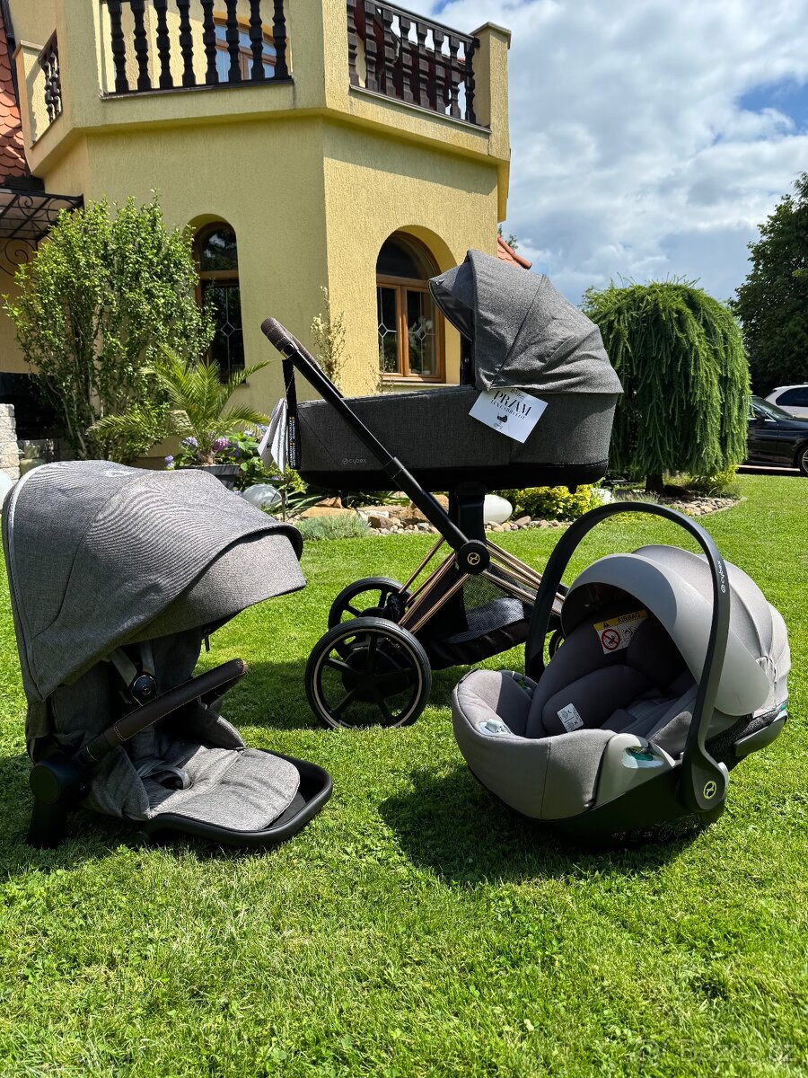 Kočárek Cybex e-Priam 2024 Rosegold/seda