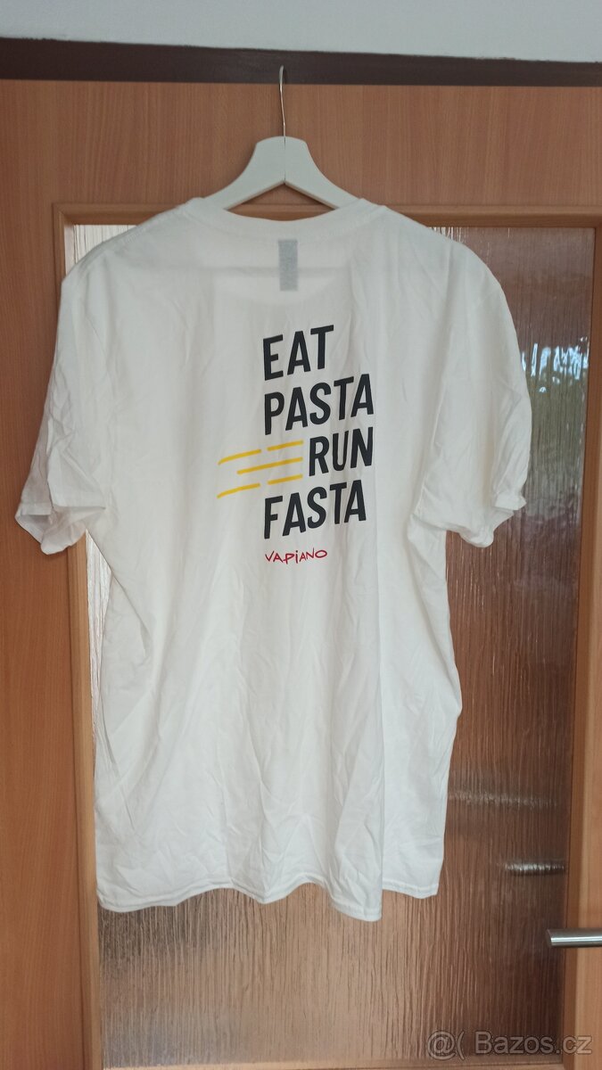 Bílé tričko eat pasta run fasta