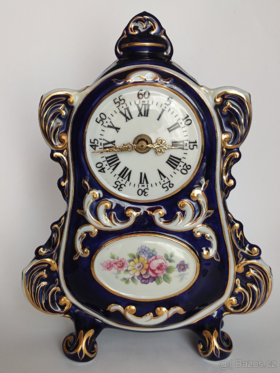 Hodiny Royal Dux, porcelán, starožitné, funkční, pošta 79.-