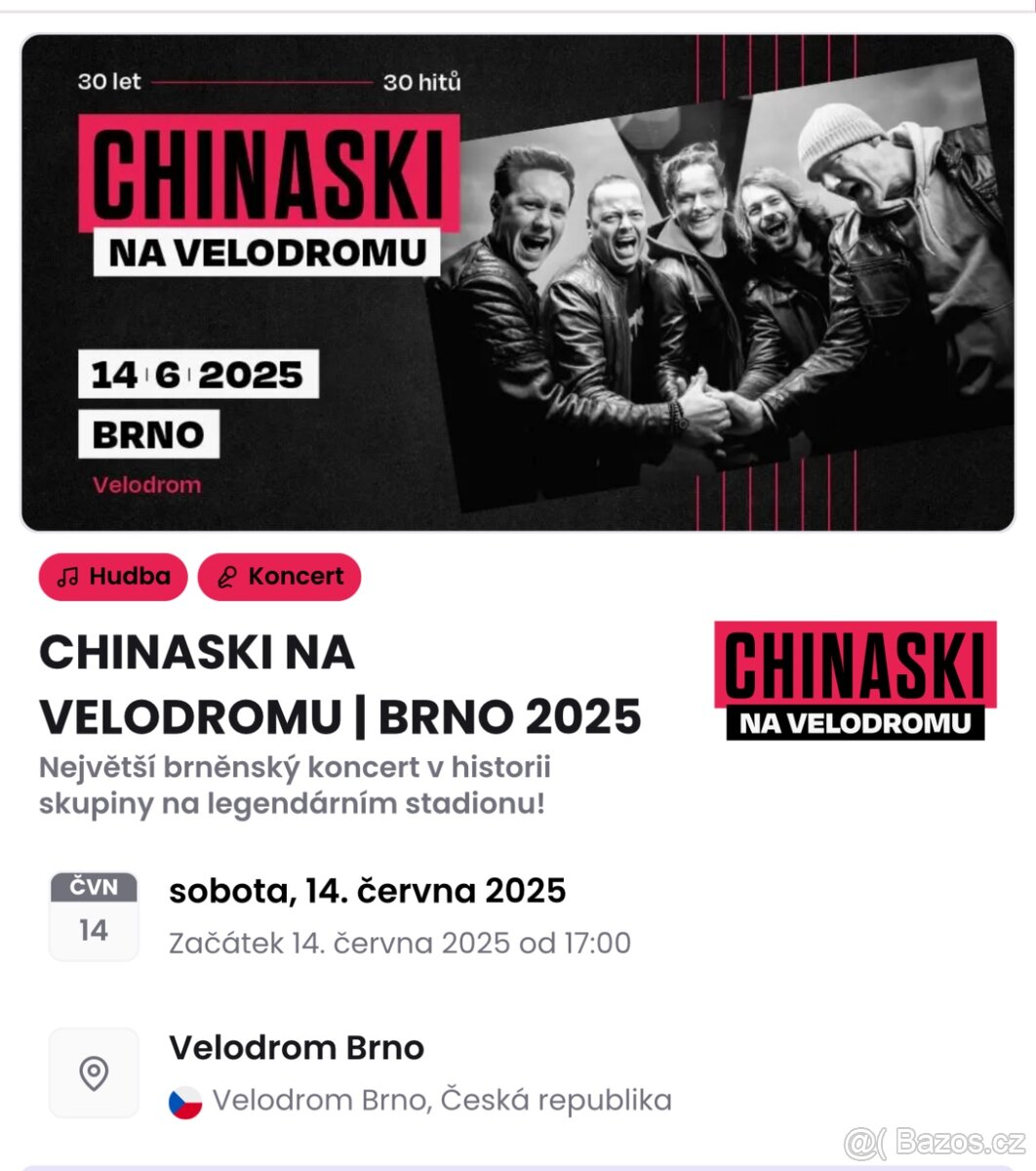 Chinaski na Velodromu Brno