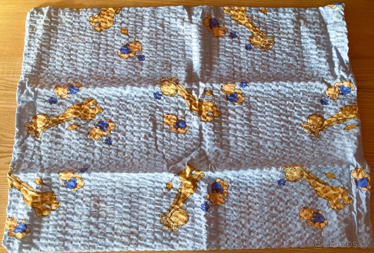 Dětské krepové povlečení modré, žirafa a méďa NOVÉ