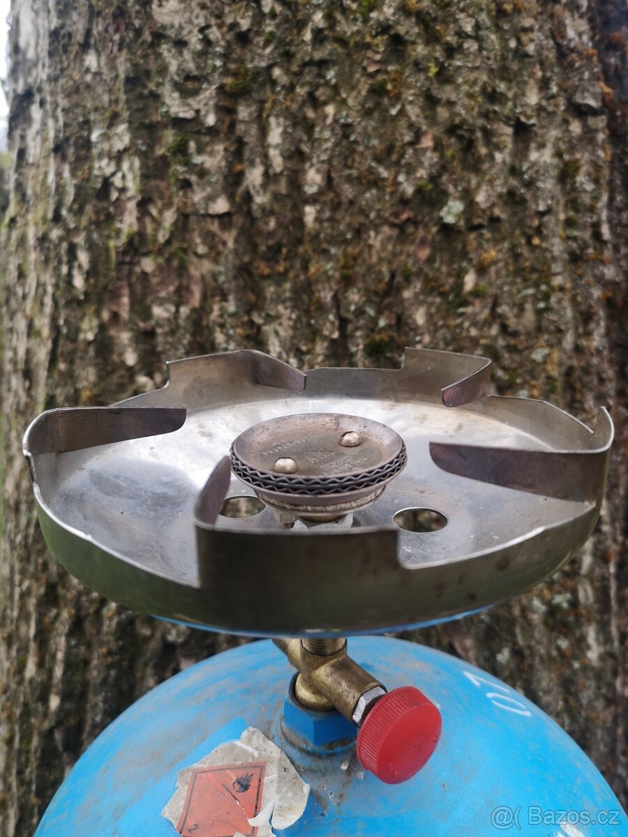 kempingový vařič MEVA na propan-butan (+ 2kg láhev PLNÁ)