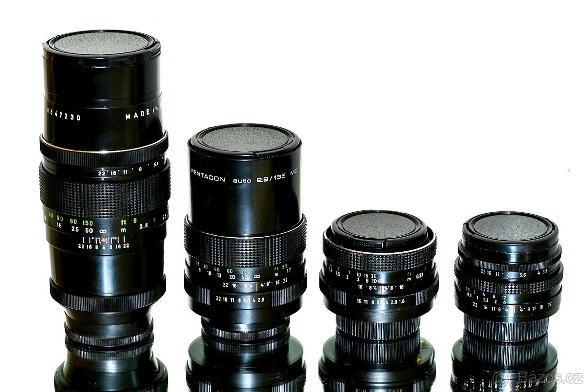 4x Pentacon M42 3,5/30, 1,8/50, 2,8/135, 4/200 TOP STAV
