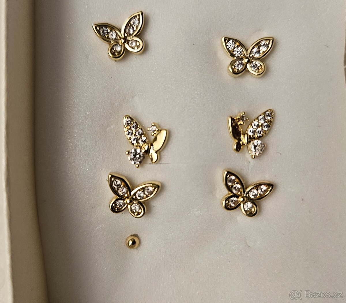 Naušničky motýlci pozlac.14K zlatem