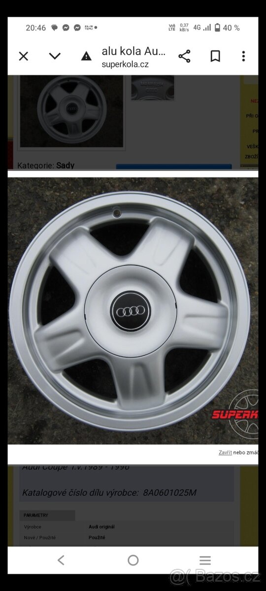 Alu kola Audi 80 4x108