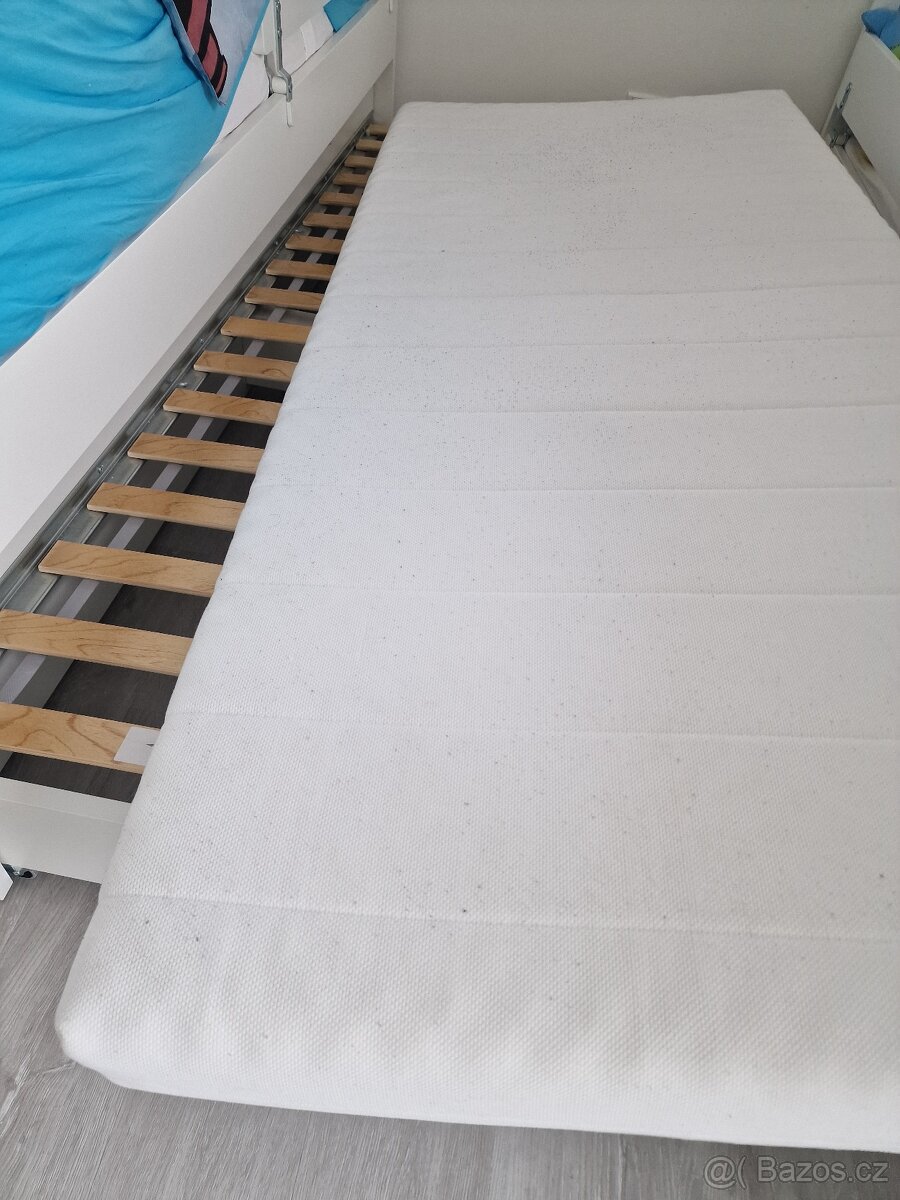SLÄKT Lůžko, bílá, 90x200 cm, SLÄKT Rám, 2xLURÖY rošt,
