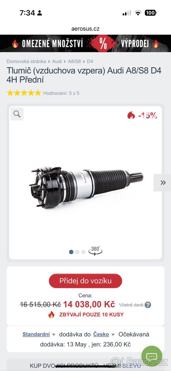 Měch Audi A8 / Tlumič