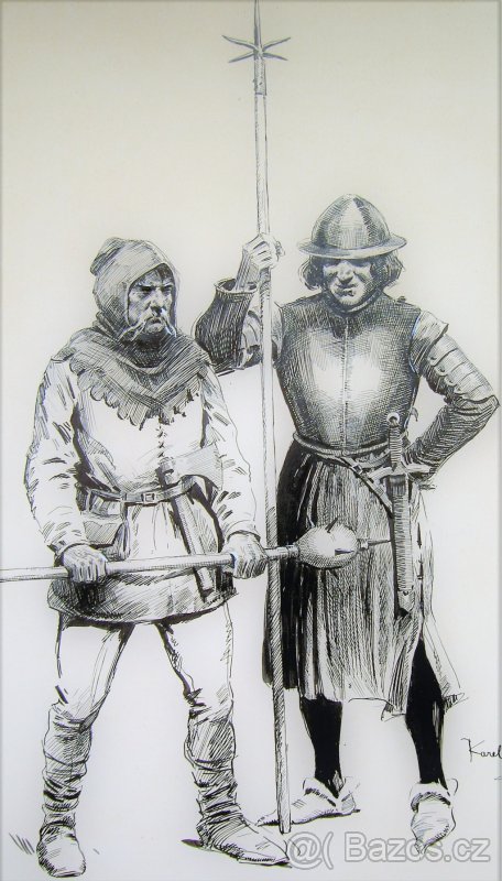 Husité Ak.malíř Karel Rélink velký obraz HUSITÉ z roku 1926