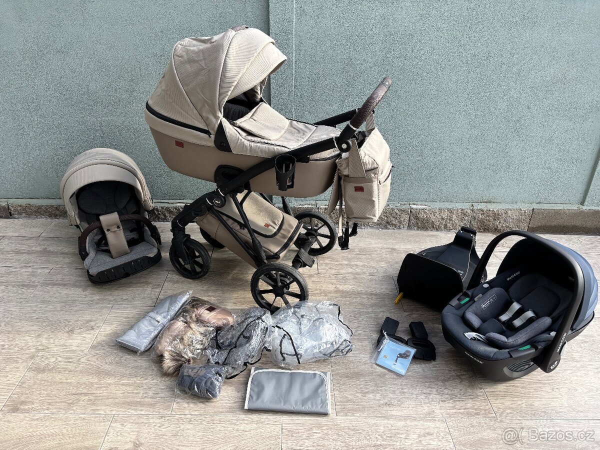 Kočárek 2v1 Jasmine Daisy Soft 05 Mocca a vajíčko Maxi Cosi
