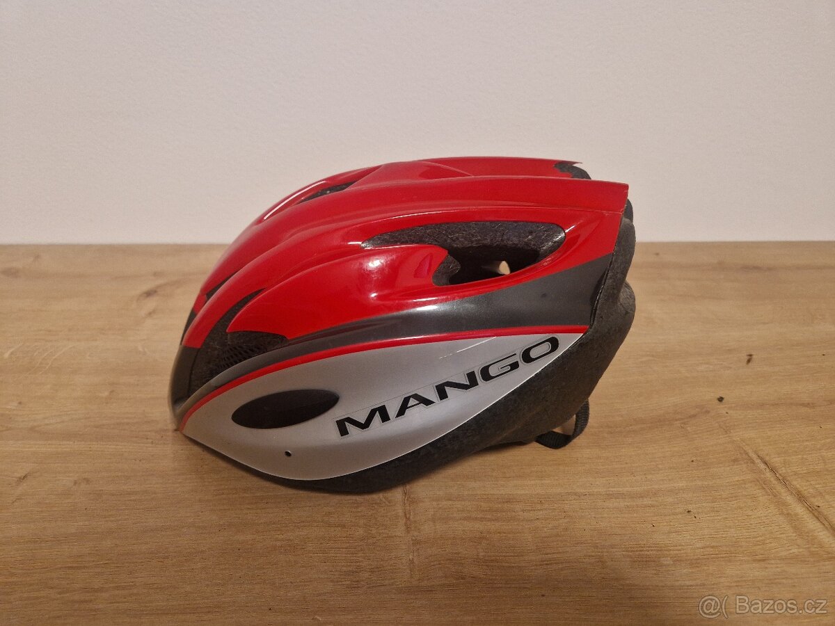 Cyklistická helma MANGO – červeno-stříbrná