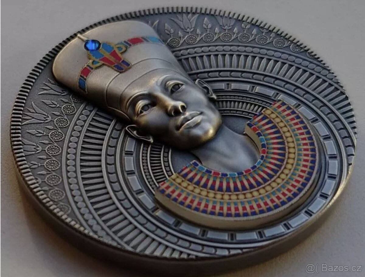 stříbrná mince Nefertiti 3 Oz 2020 High Relief Antique