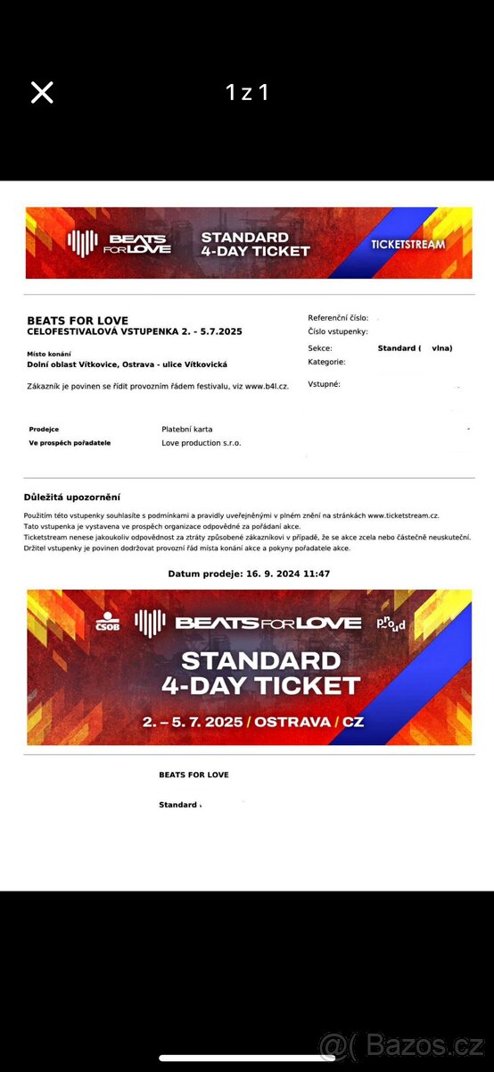 4denni vstupenka na Beats for love