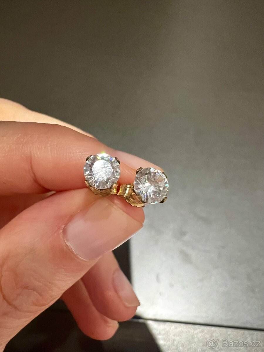 Tachyonové pozlacené náušnice se zirkony