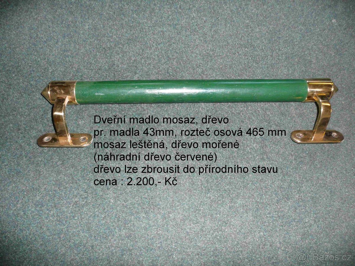 Dveřní mosazné a dřevěné madlo