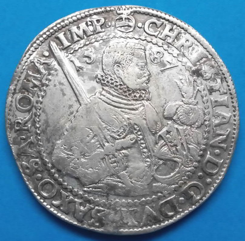 Stříbrný Tolar staré Sasko vévoda Kristián I.