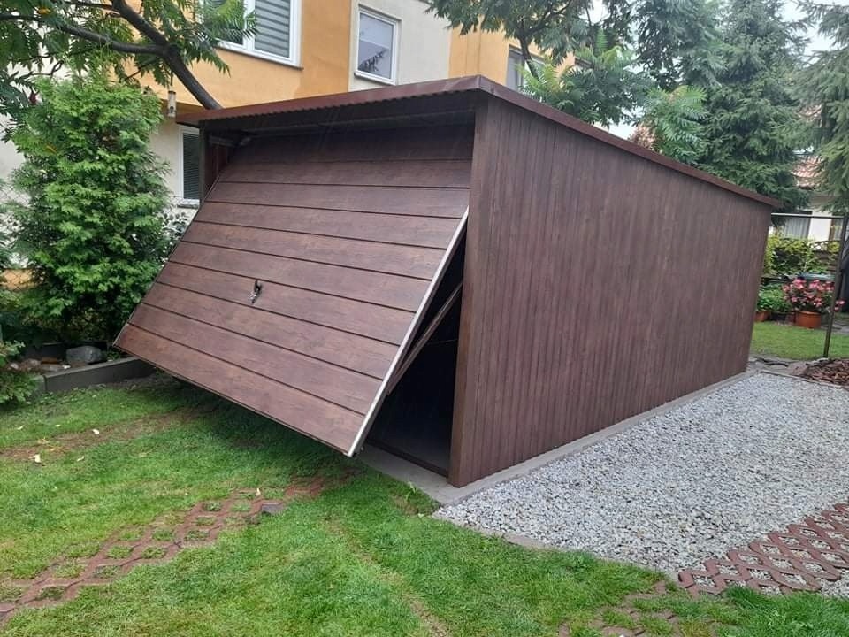 Plechová garáž 3x5, barva ořech