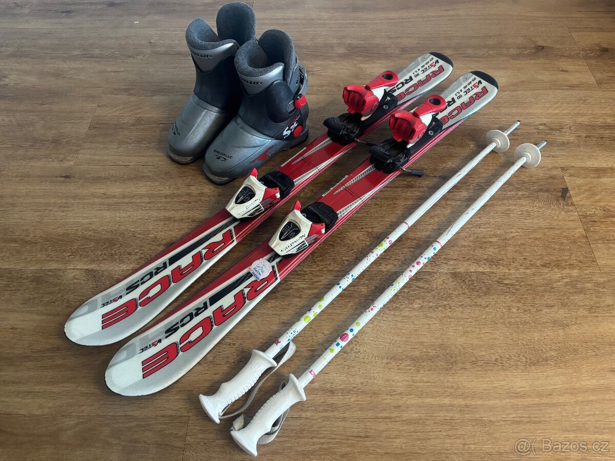 Dětské lyže 90 cm s vázáním a lyžáky