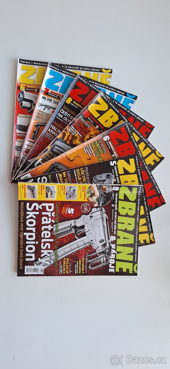 Časopisy Zbraně a Náboje – 7 ks, střelba, recenze, historie