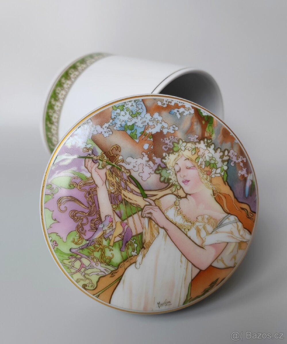 Nádherná porcelánová krabička HUTSCHENREUTHER Alfons Mucha
