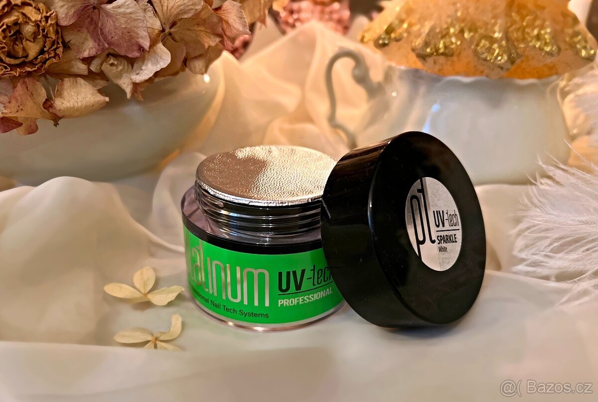 UV-LED PLATINUM Modelážní Gel Stř.Hustý SPARKLE White 50g