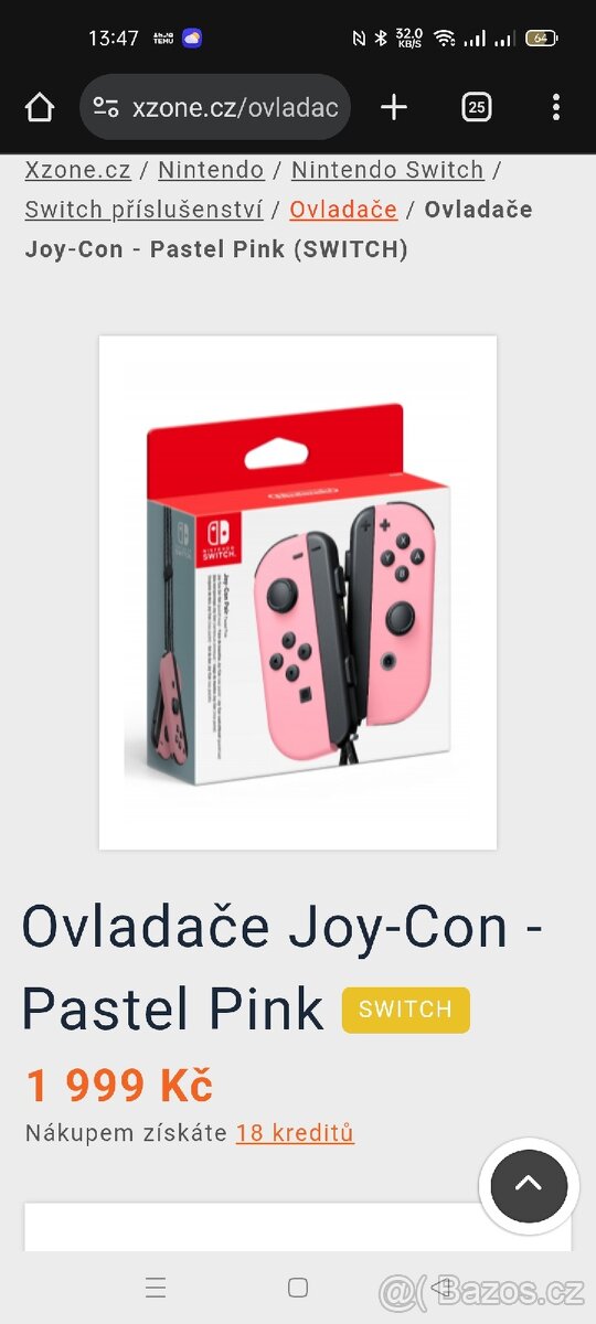 Nintendo switch přídavný ovladač