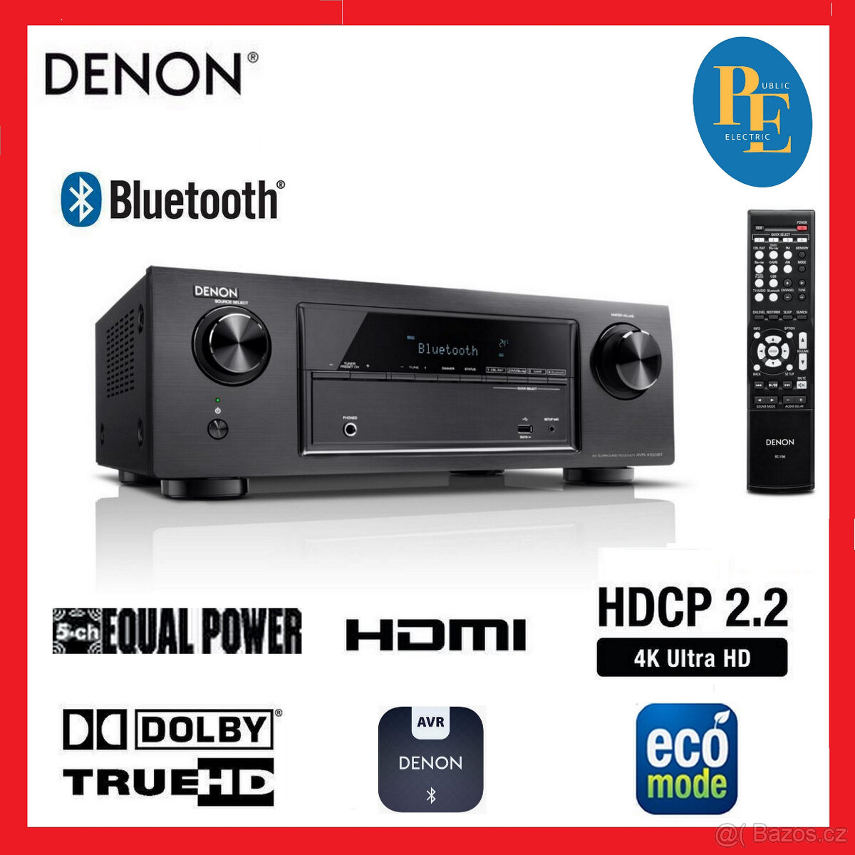 Denon AVR-X520BT 5.2 HDMI AV receiver, Bluetooth, návod, DO