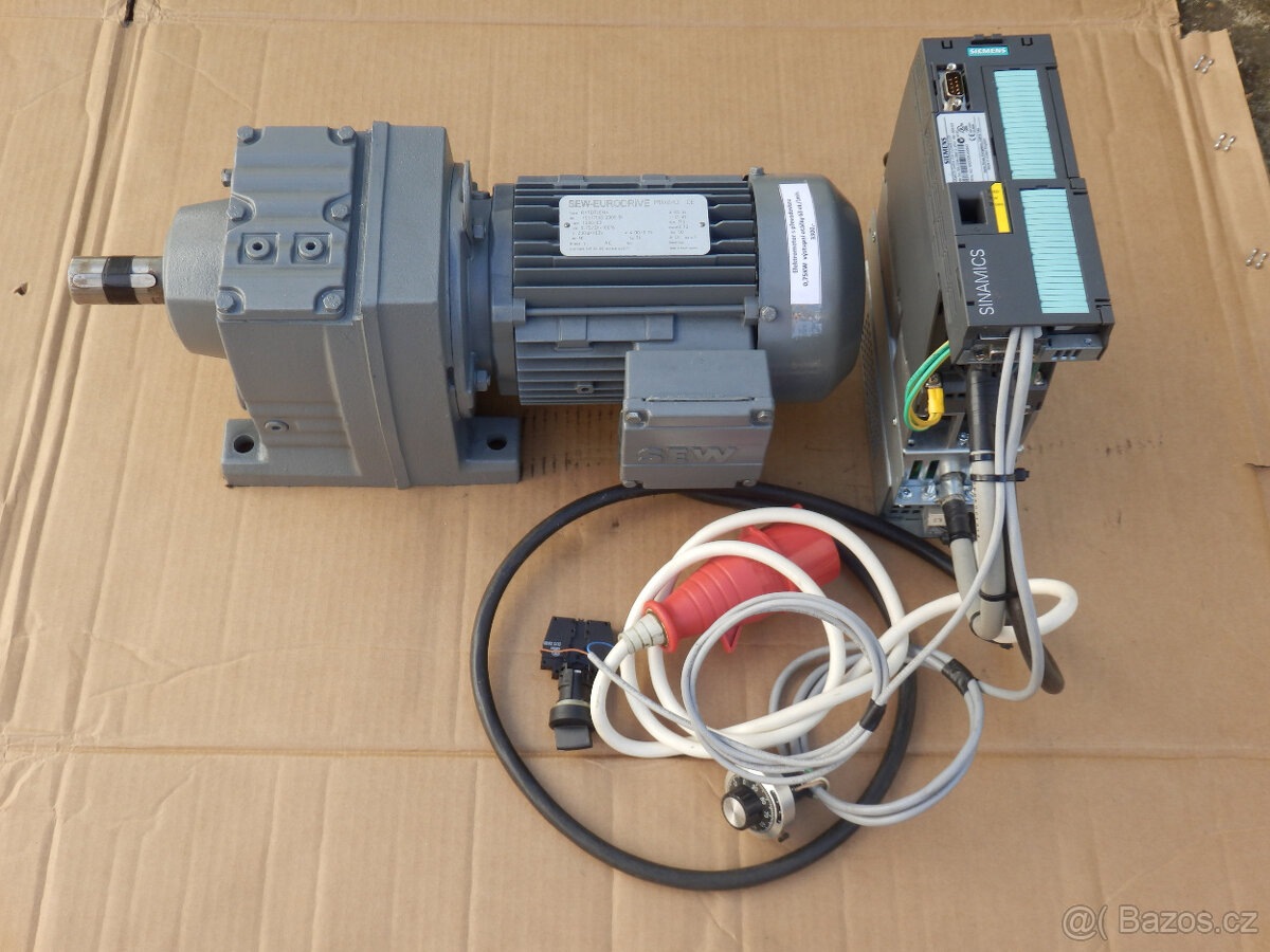 Elektromotor s převodovkou a frekvenčním měničem. 750W 0-63