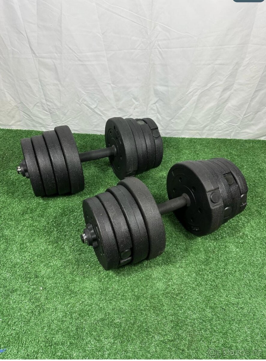 Činky jednoručky, 2x15kg, betonplast