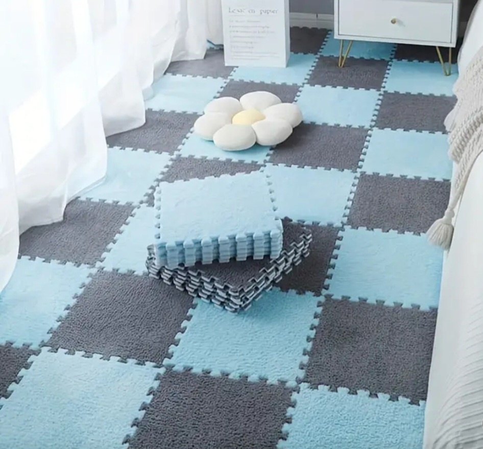 Pěnové puzzle s chlupatým povrchem (2 typy)