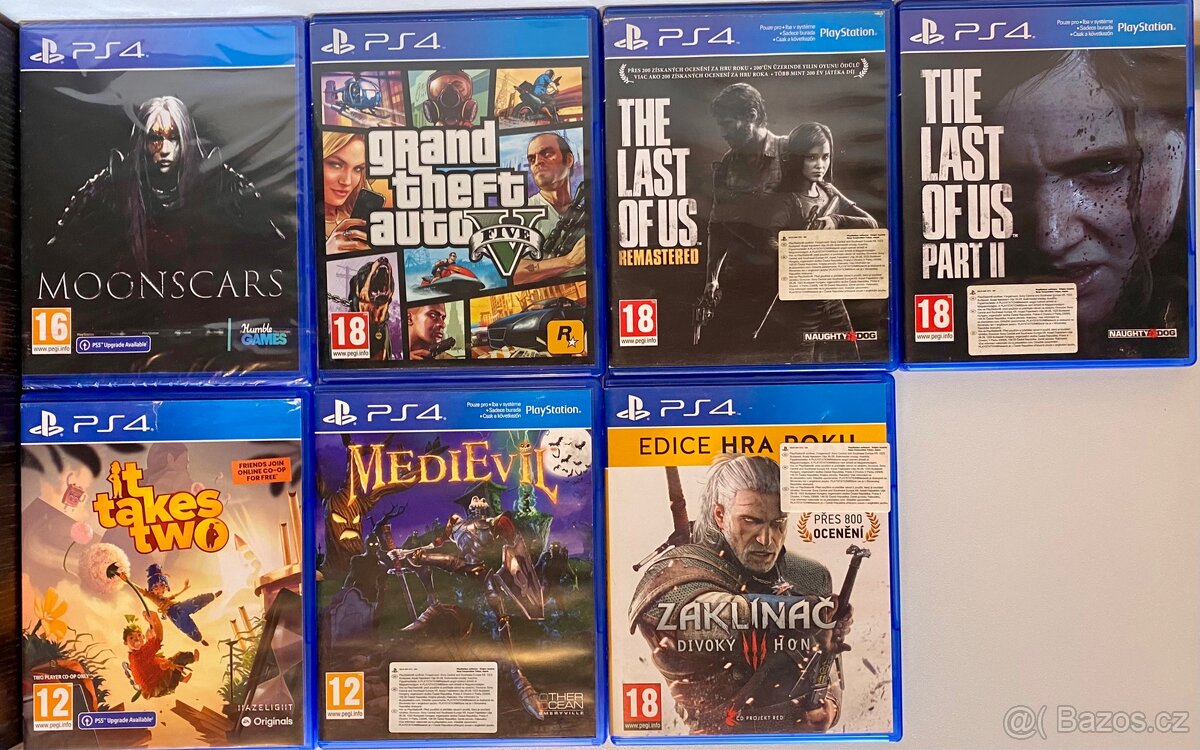 PC, PSP, PS2, PS3, PS4, PS5 + ovladač PS4 + nabíjecí stanice