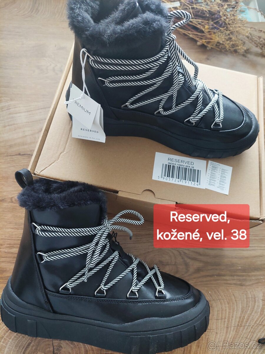 Černé kožené sněhule Reserved vel. 38