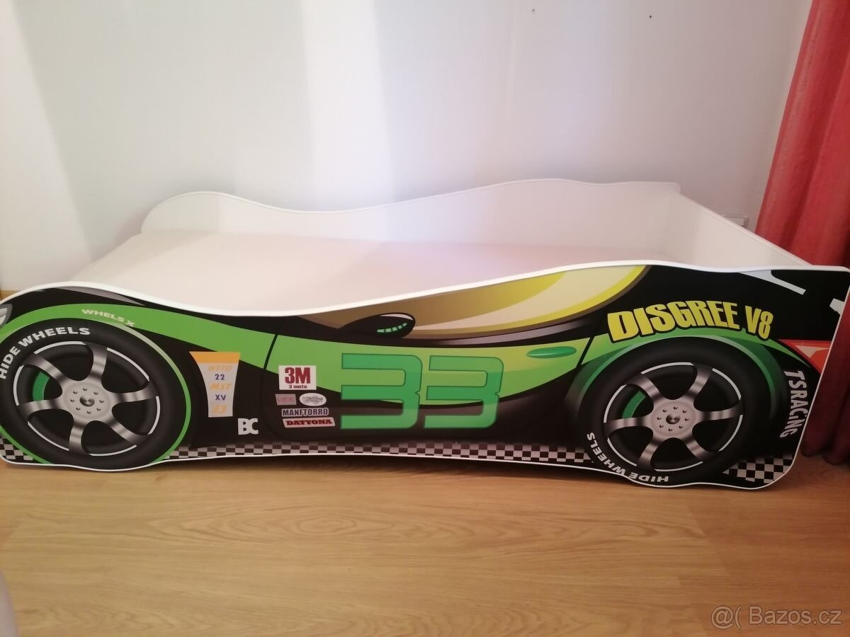 Dětská postel s motivem závodního auta – 160 x 80 cm