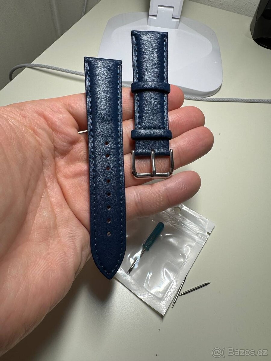 Kožený řemínek temně inkoustový 22mm