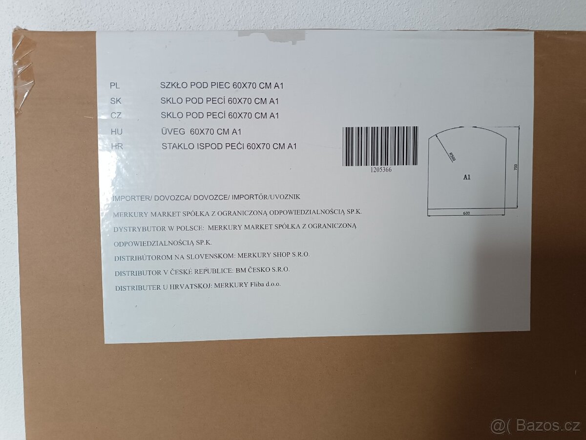 Sklo pod pec 60x70 půlkruhový