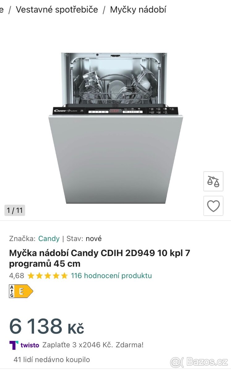 Myčka nádobí Candy CDIH 2D949 10 kpl 7 programů 45 cm