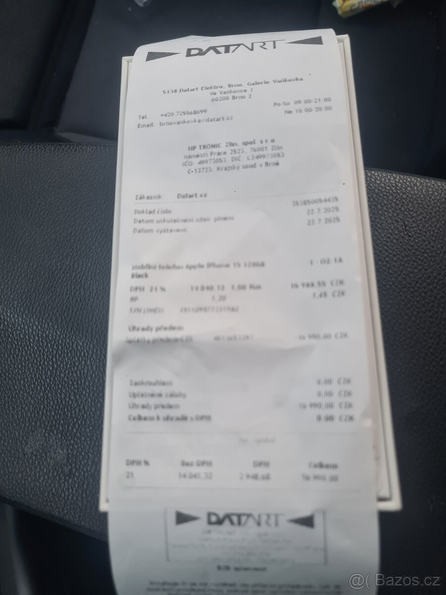 Apple iPhone 15 128GB Black, Nerozbalený, záruka