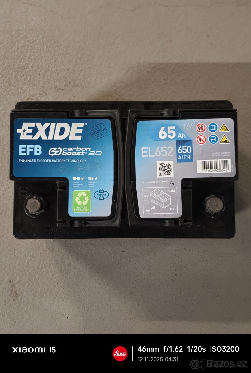 AUTOBATERIE EXIDE 65Ah 650A EFB