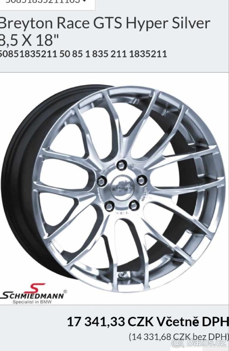 Prodám sadu alu kol breyton race gts 5x120