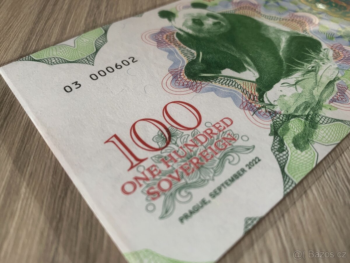 100 sovereign bankovka Panda cislo 03 000602