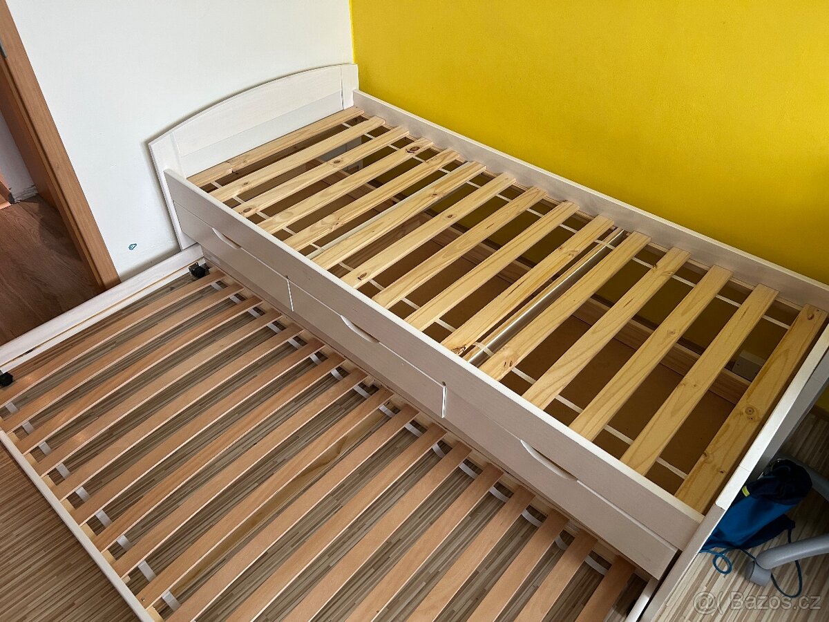 Dřevěná postel 90x200 s přistýlkou