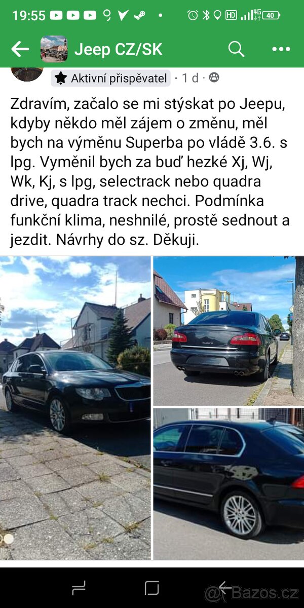 Superb 3.6 s lpg vymenim za jeep lpg