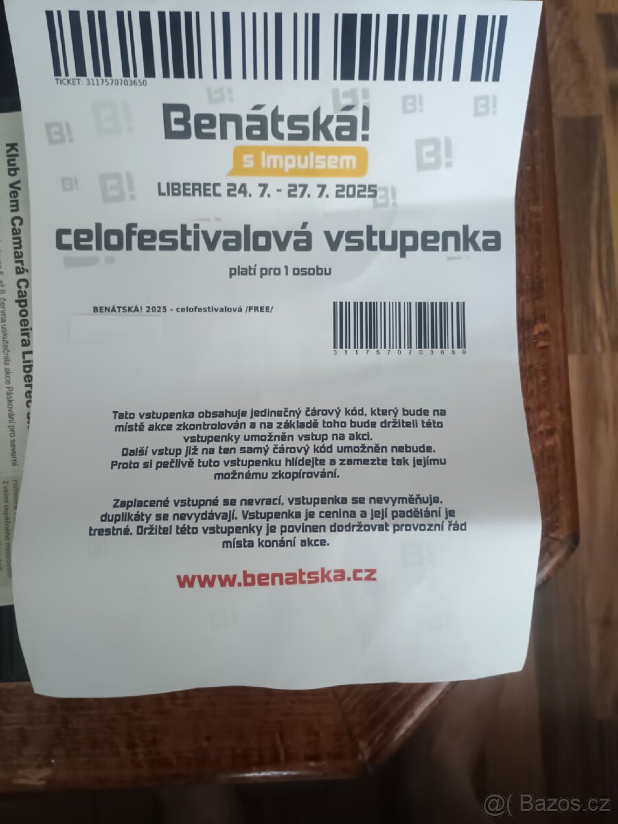 Benátská noc celofestivalová vstupenka