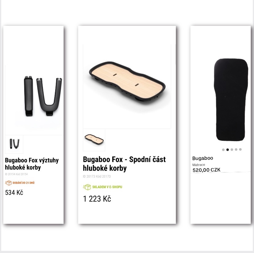 Bugaboo Fox spodní část + výztuhy + matrace pro korbu