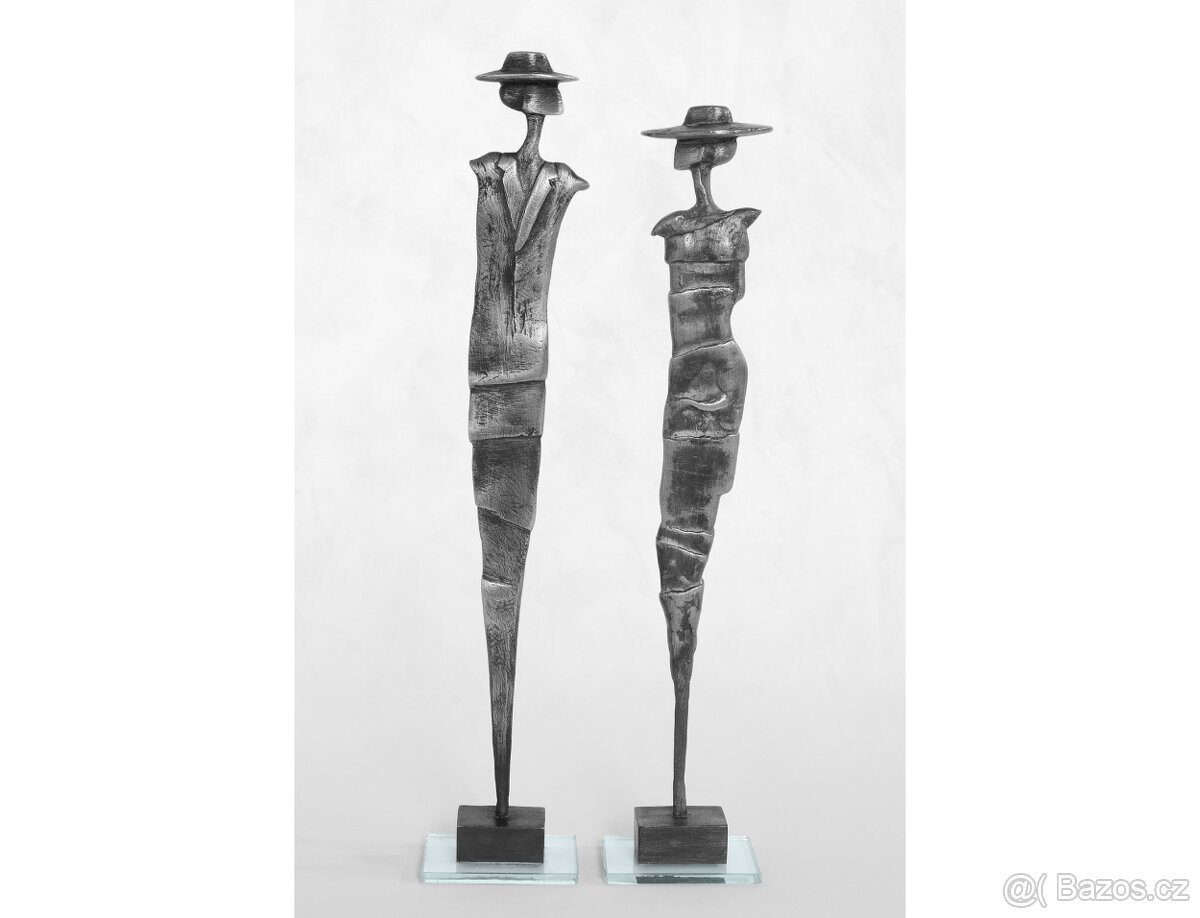 Socha sochy svatební dar svatba - Elegán a Dívka s kloboukem