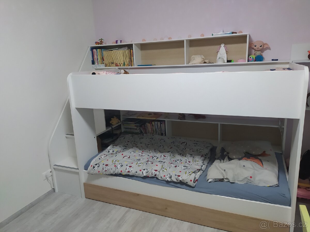 Patrová postel pro děti s šuplíkem Bibliobed