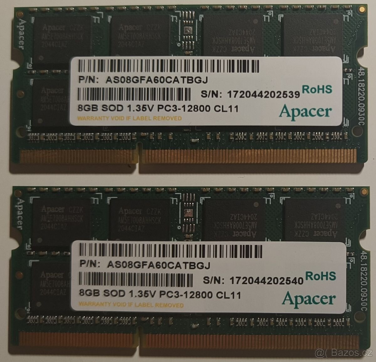 2 x Apacer 8 GB DDR3L SO-DIMM