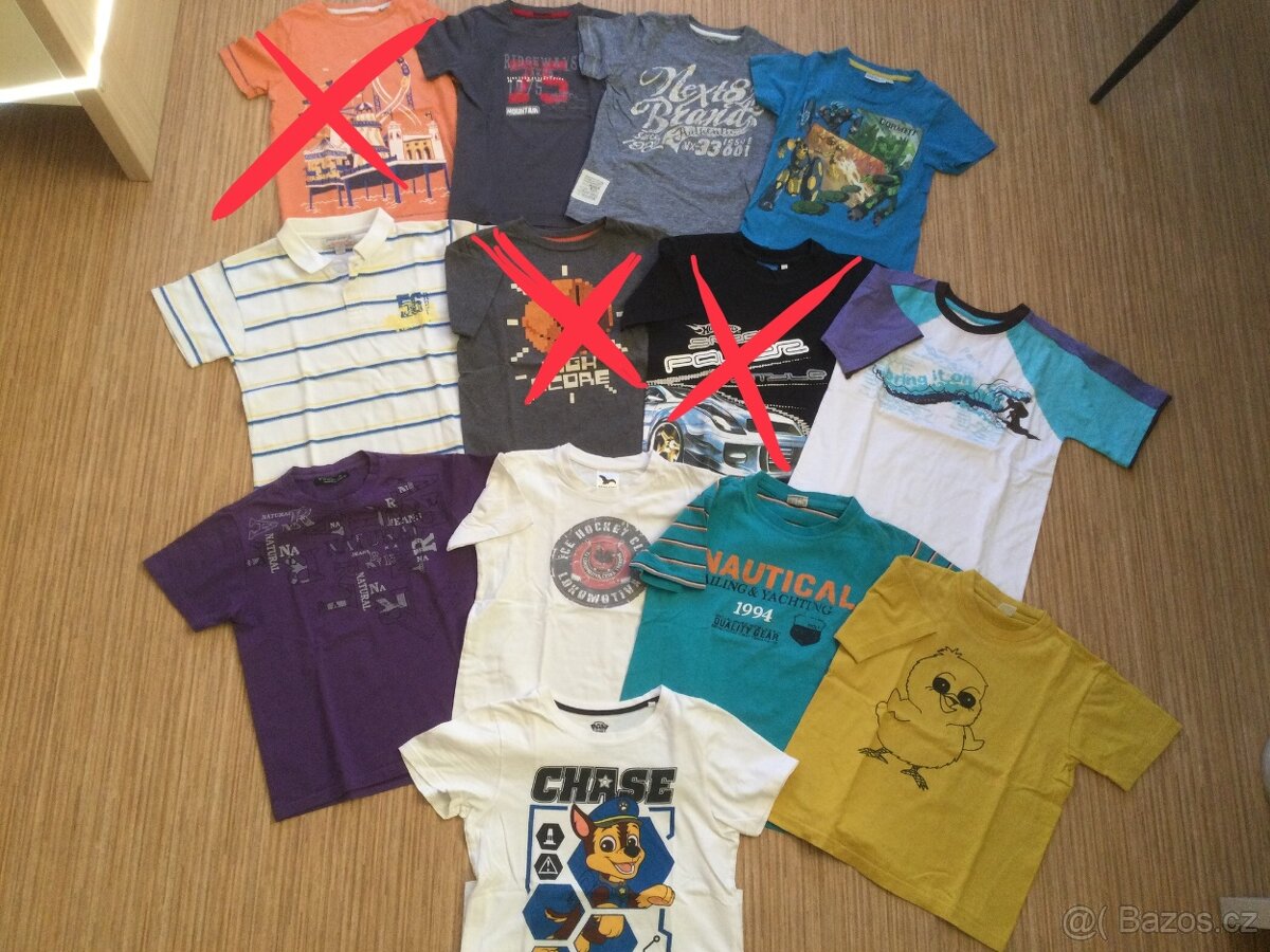 Trika vel. 110, 116, 134, 134/140, cena 15-49 Kč